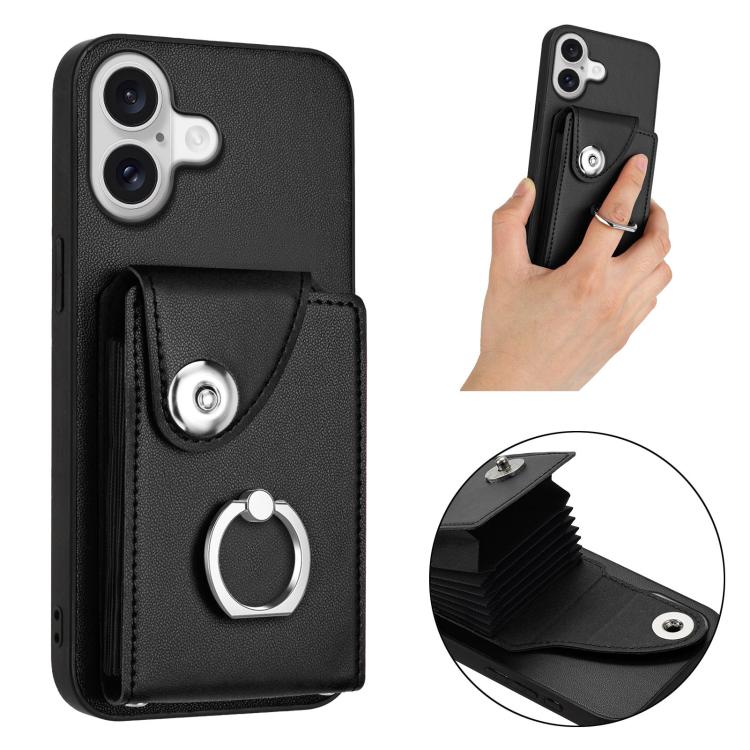 For iPhone 17 Organ Card Bag Ring Holder Phone Case