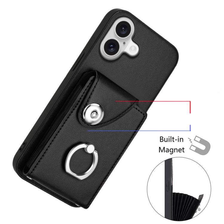 For iPhone 17 Organ Card Bag Ring Holder Phone Case