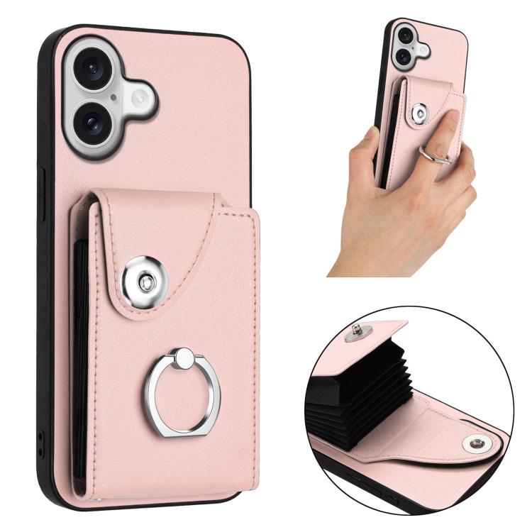 For iPhone 17 Organ Card Bag Ring Holder Phone Case