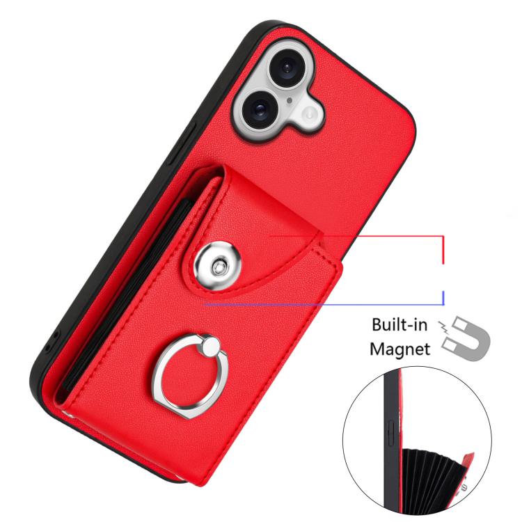 For iPhone 17 Organ Card Bag Ring Holder Phone Case