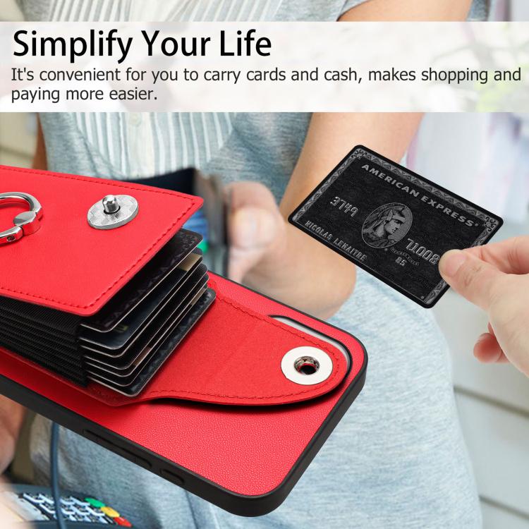 For iPhone 17 Organ Card Bag Ring Holder Phone Case