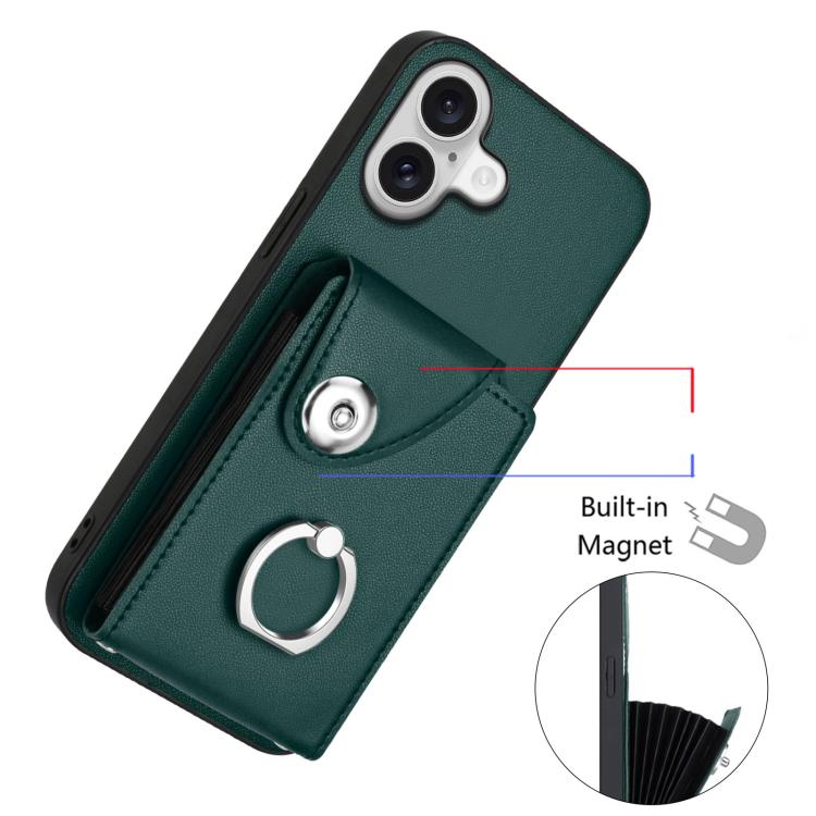 For iPhone 17 Organ Card Bag Ring Holder Phone Case