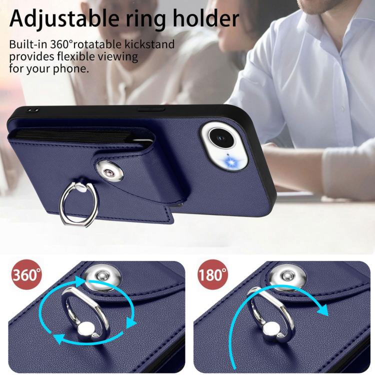For iPhone 17e / 16e Organ Card Bag Ring Holder Phone Case