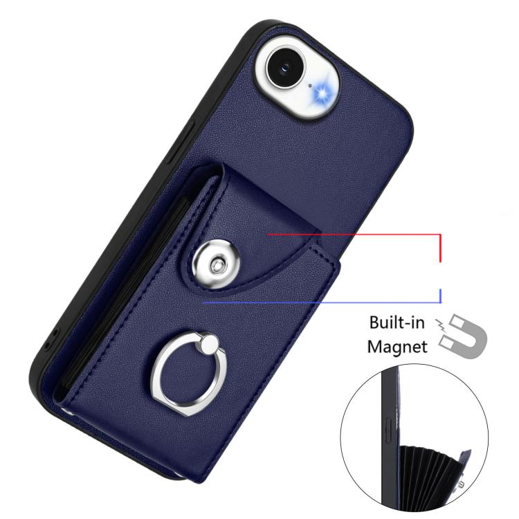 For iPhone 17e / 16e Organ Card Bag Ring Holder Phone Case