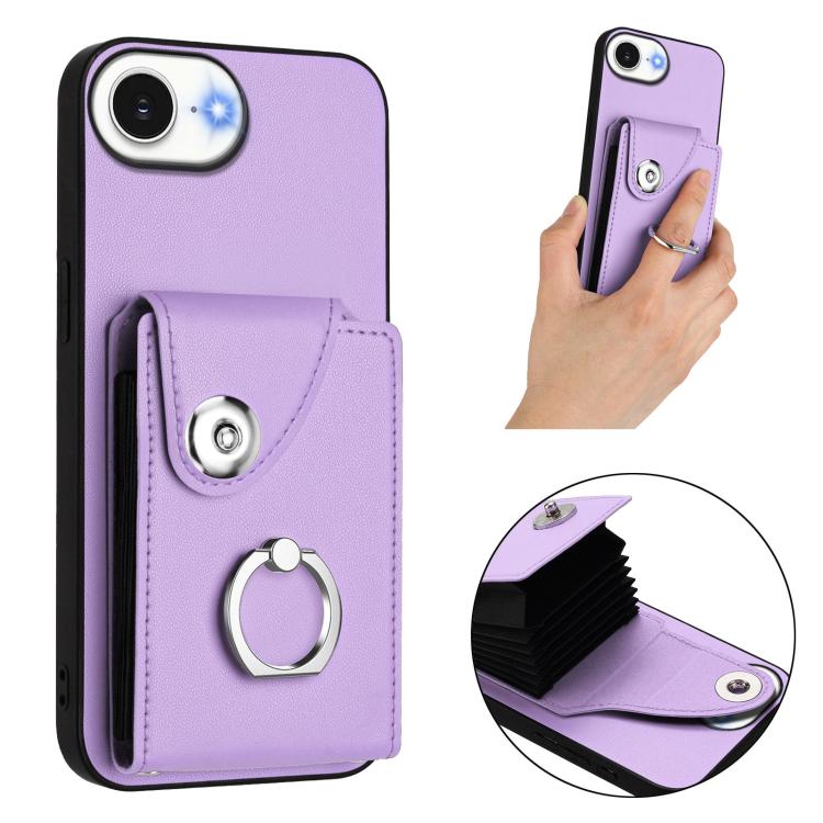 For iPhone 17e / 16e Organ Card Bag Ring Holder Phone Case
