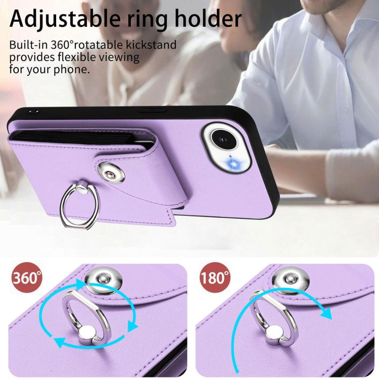 For iPhone 17e / 16e Organ Card Bag Ring Holder Phone Case