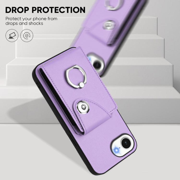 For iPhone 17e / 16e Organ Card Bag Ring Holder Phone Case
