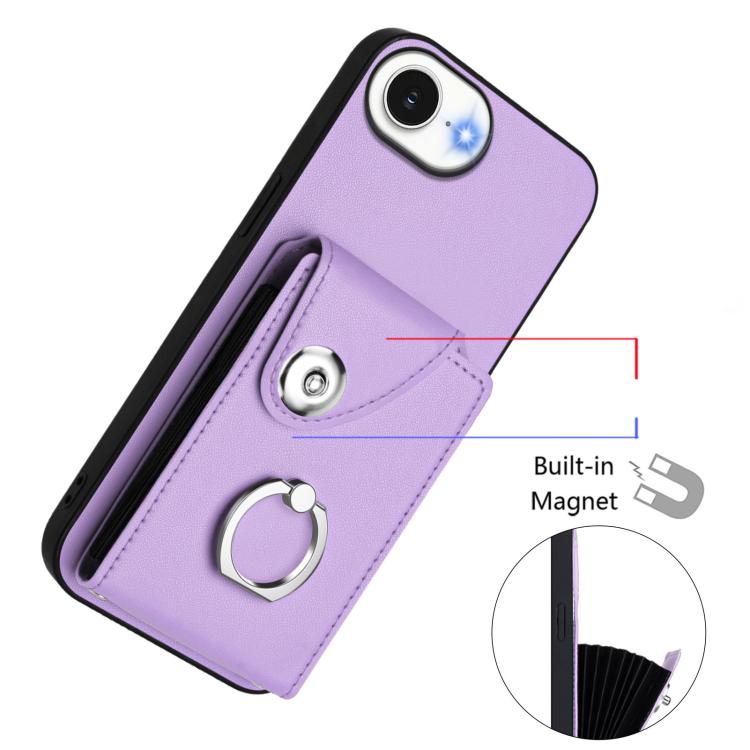 For iPhone 17e / 16e Organ Card Bag Ring Holder Phone Case