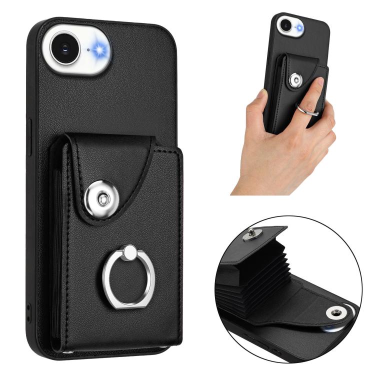 For iPhone 17e / 16e Organ Card Bag Ring Holder Phone Case