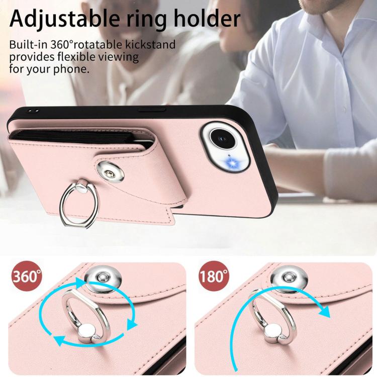 For iPhone 17e / 16e Organ Card Bag Ring Holder Phone Case