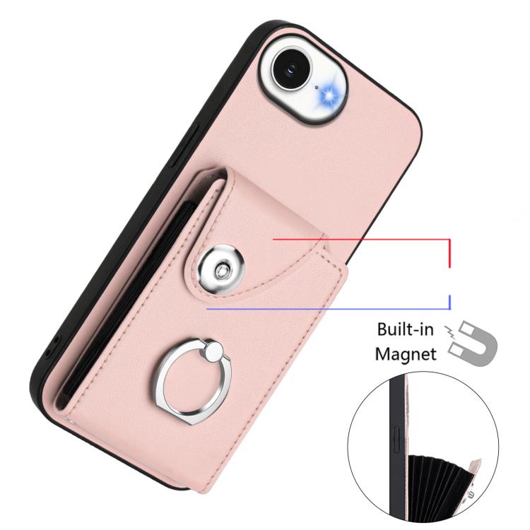 For iPhone 17e / 16e Organ Card Bag Ring Holder Phone Case