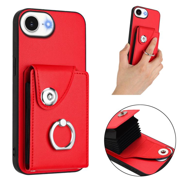For iPhone 17e / 16e Organ Card Bag Ring Holder Phone Case