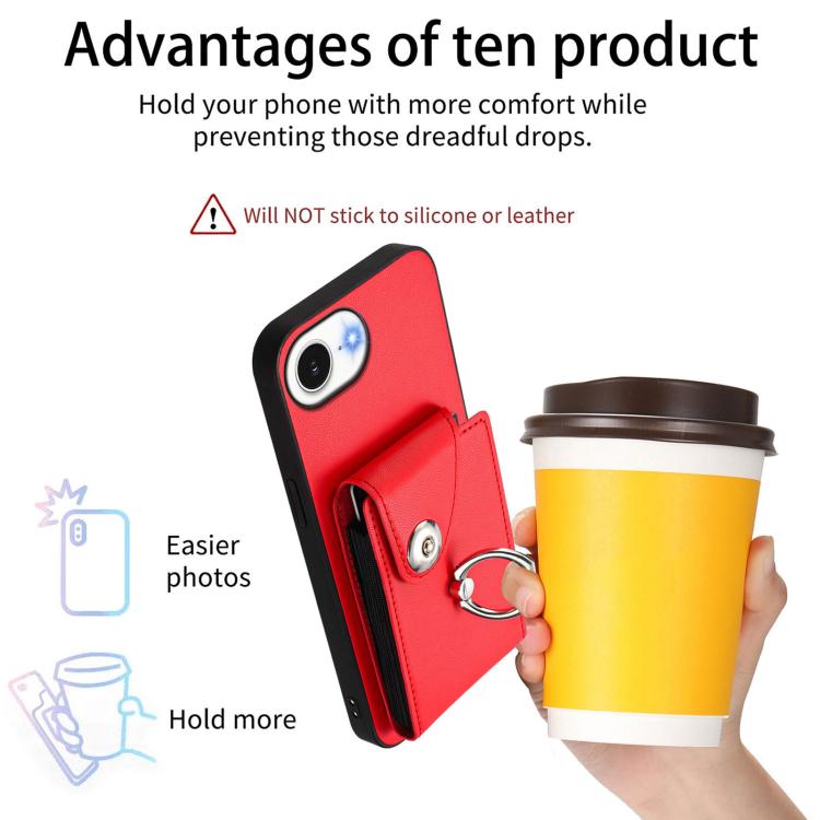 For iPhone 17e / 16e Organ Card Bag Ring Holder Phone Case