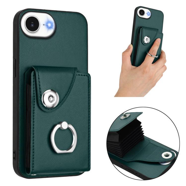 For iPhone 17e / 16e Organ Card Bag Ring Holder Phone Case