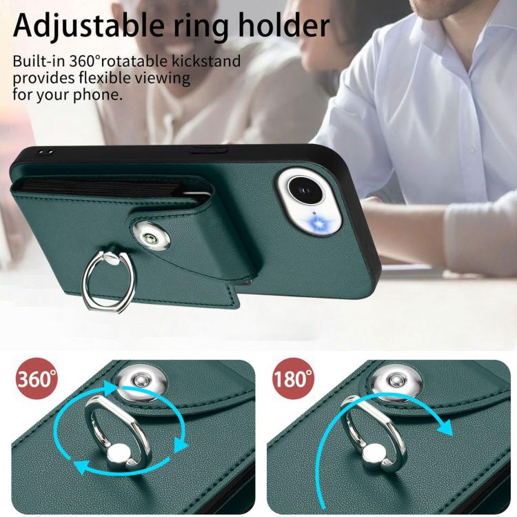 For iPhone 17e / 16e Organ Card Bag Ring Holder Phone Case