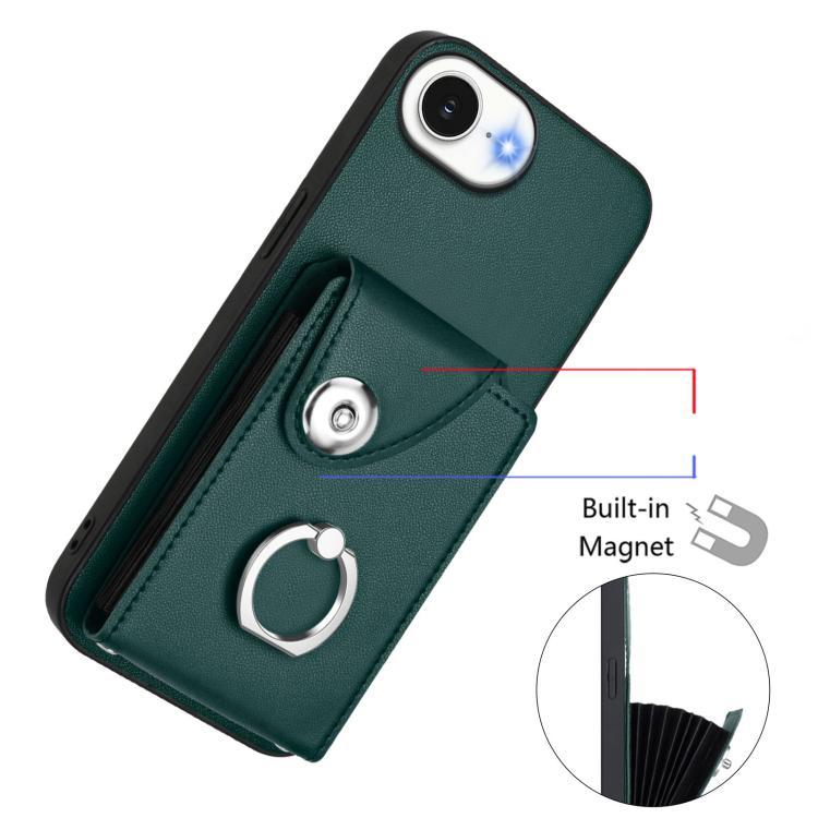 For iPhone 17e / 16e Organ Card Bag Ring Holder Phone Case