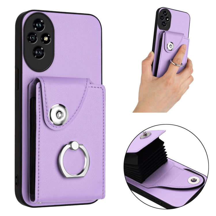For Honor 200 5G Organ Card Bag Ring Holder PU Phone Case