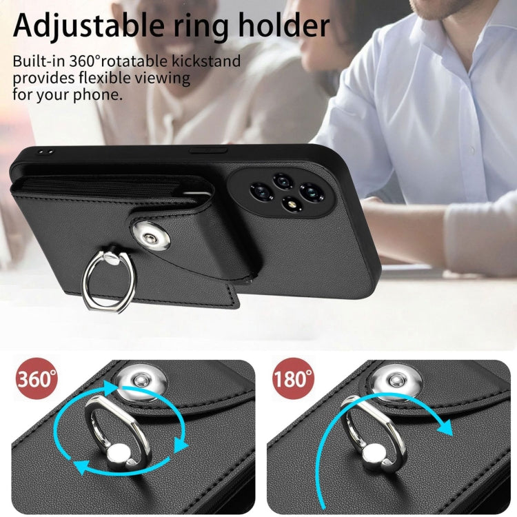 For Honor 200 5G Organ Card Bag Ring Holder PU Phone Case