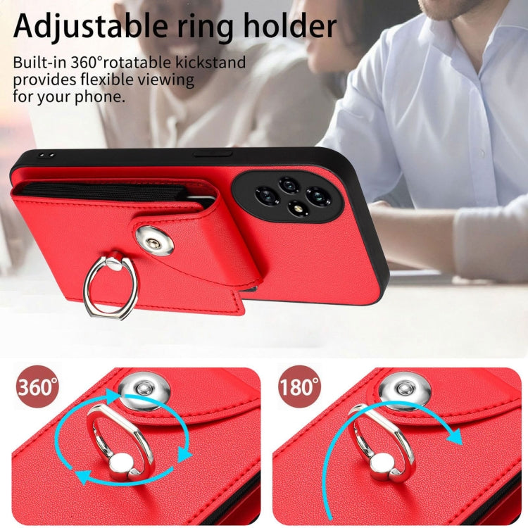 For Honor 200 5G Organ Card Bag Ring Holder PU Phone Case