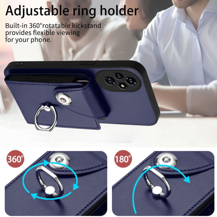 For Honor 200 Pro 5G Organ Card Bag Ring Holder PU Phone Case
