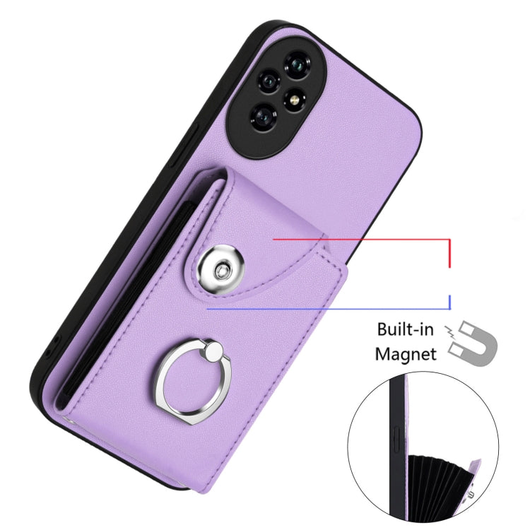 For Honor 200 Pro 5G Organ Card Bag Ring Holder PU Phone Case