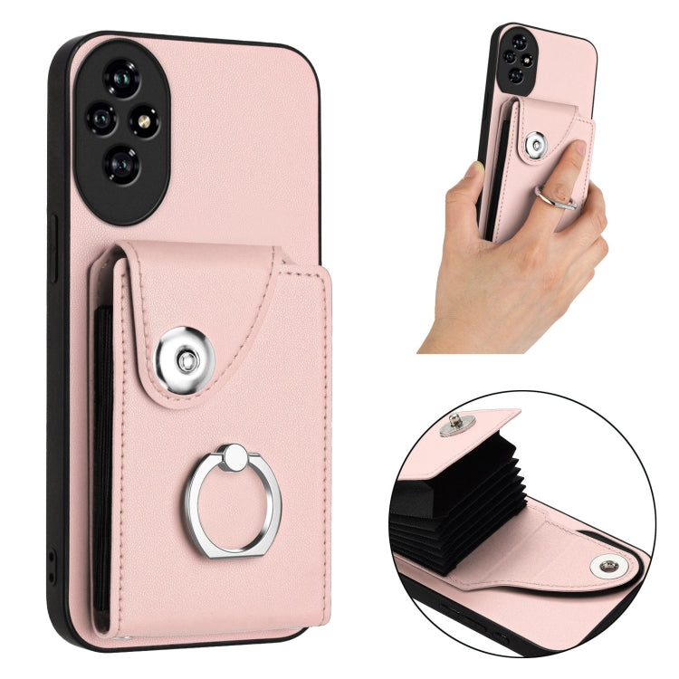 For Honor 200 Pro 5G Organ Card Bag Ring Holder PU Phone Case
