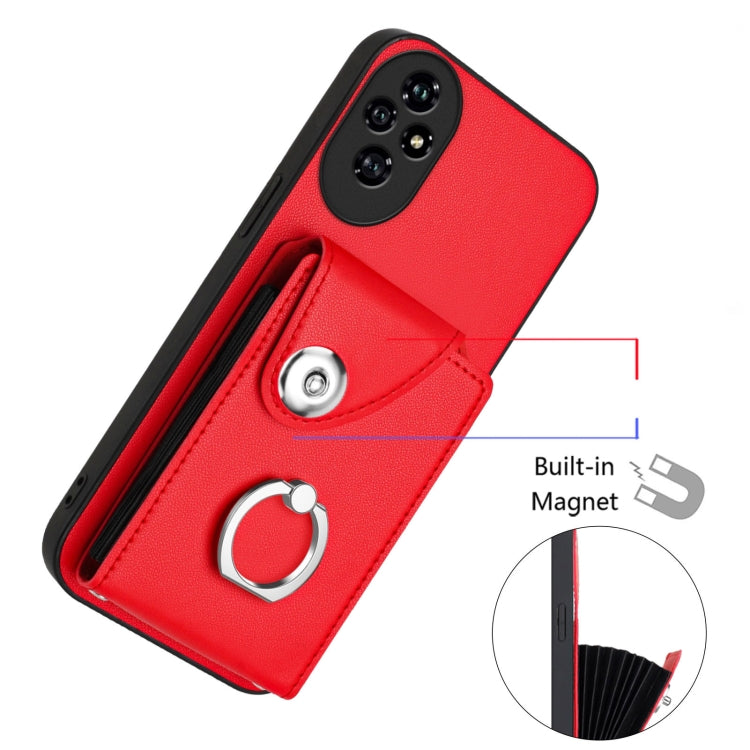 For Honor 200 Pro 5G Organ Card Bag Ring Holder PU Phone Case