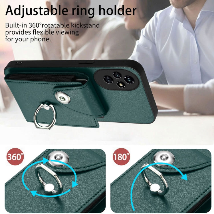 For Honor 200 Pro 5G Organ Card Bag Ring Holder PU Phone Case