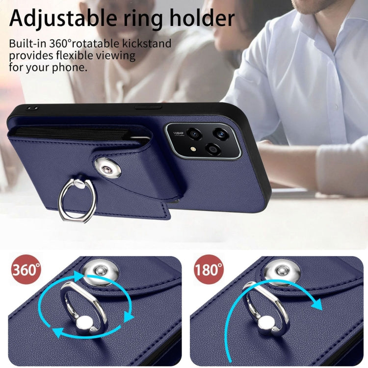 For Honor 200 Lite 5G Global Organ Card Bag Ring Holder PU Phone Case