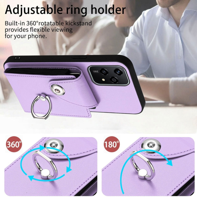 For Honor 200 Lite 5G Global Organ Card Bag Ring Holder PU Phone Case