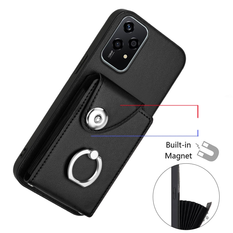 For Honor 200 Lite 5G Global Organ Card Bag Ring Holder PU Phone Case