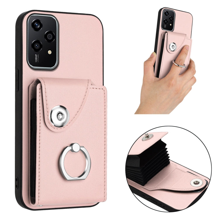 For Honor 200 Lite 5G Global Organ Card Bag Ring Holder PU Phone Case