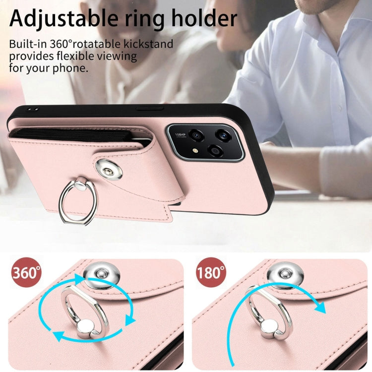 For Honor 200 Lite 5G Global Organ Card Bag Ring Holder PU Phone Case