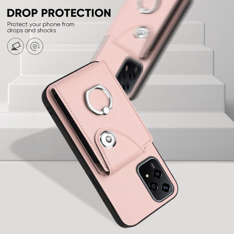 For Honor 200 Lite 5G Global Organ Card Bag Ring Holder PU Phone Case