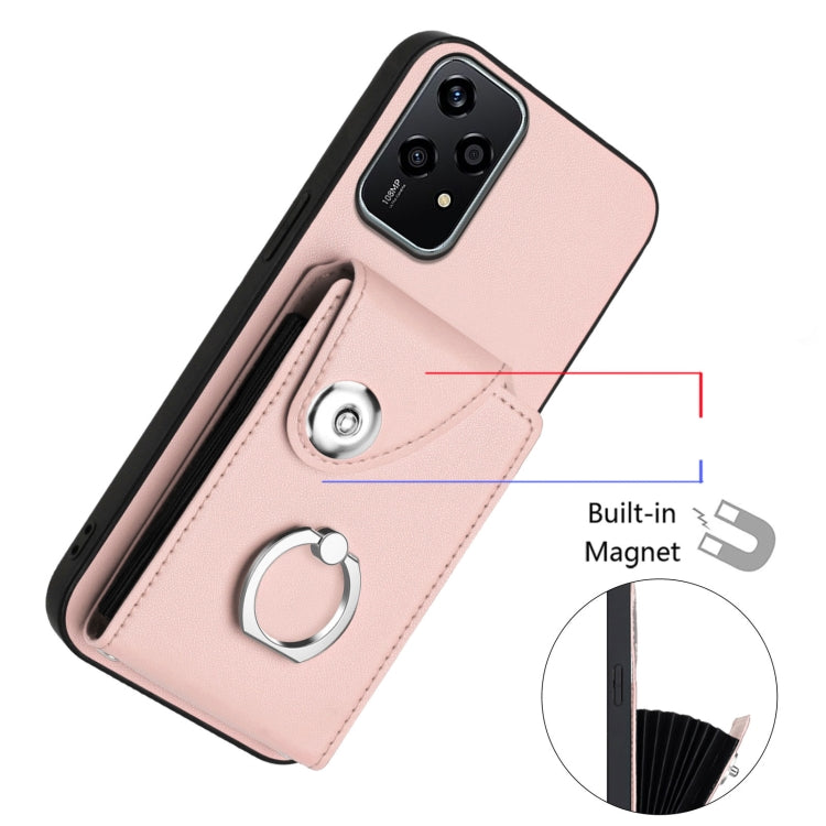 For Honor 200 Lite 5G Global Organ Card Bag Ring Holder PU Phone Case