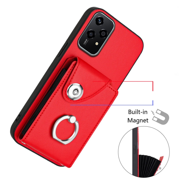 For Honor 200 Lite 5G Global Organ Card Bag Ring Holder PU Phone Case