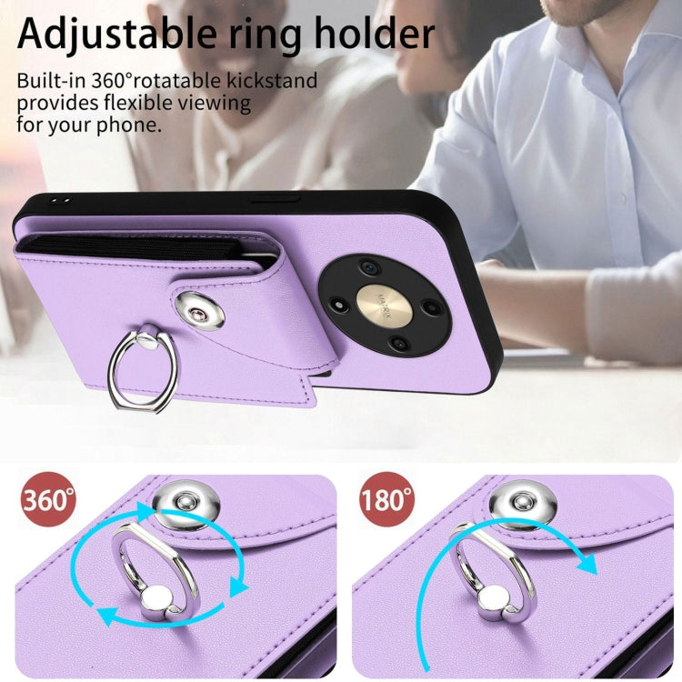 For Honor X9b / Magic6 Lite Organ Card Bag Ring Holder PU Phone Case