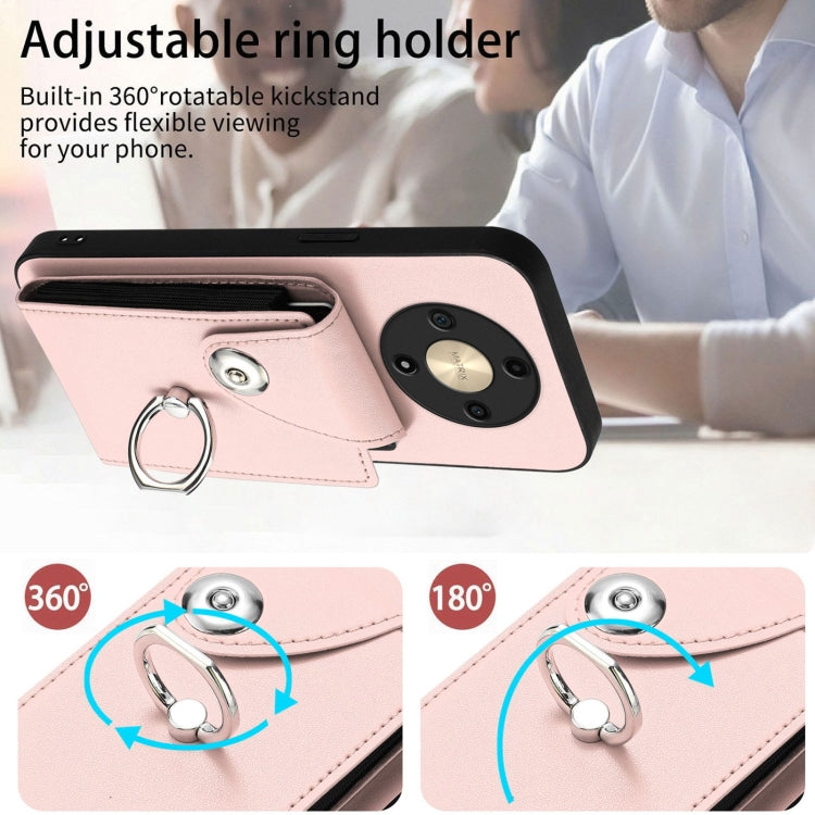 For Honor X9b / Magic6 Lite Organ Card Bag Ring Holder PU Phone Case