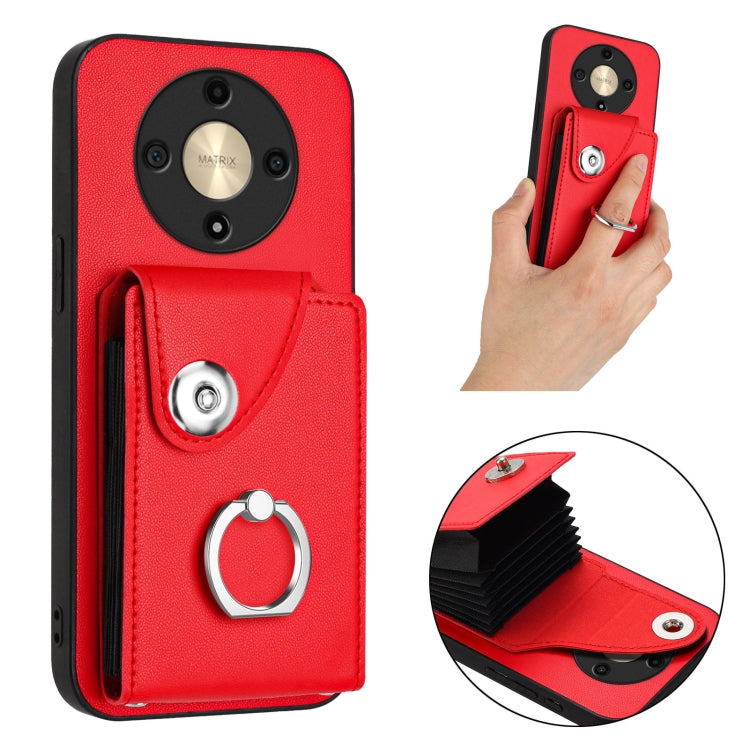 For Honor X9b / Magic6 Lite Organ Card Bag Ring Holder PU Phone Case