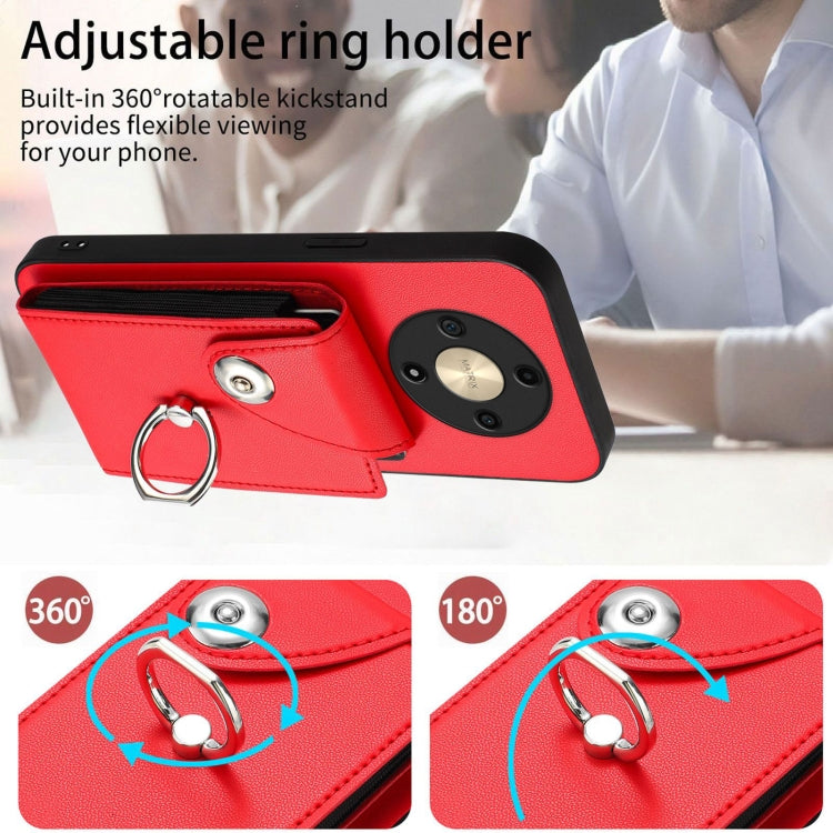 For Honor X9b / Magic6 Lite Organ Card Bag Ring Holder PU Phone Case