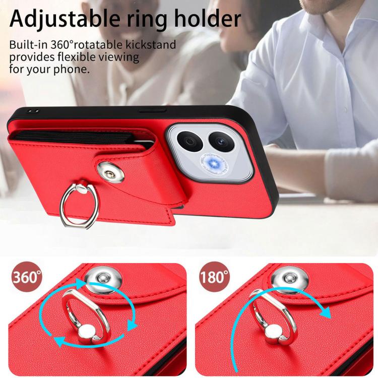 For Honor 400 Lite Global / X70i Organ Card Bag Ring Holder PU Phone Case