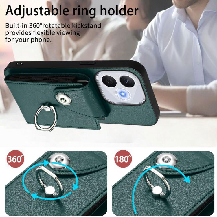 For Honor 400 Lite Global / X70i Organ Card Bag Ring Holder PU Phone Case