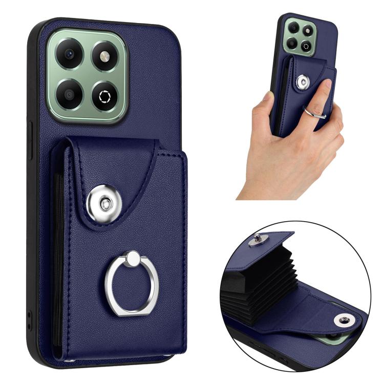 For Honor X6b 4G Organ Card Bag Ring Holder PU Phone Case