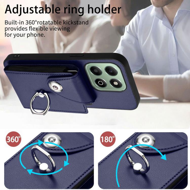 For Honor X6b 4G Organ Card Bag Ring Holder PU Phone Case