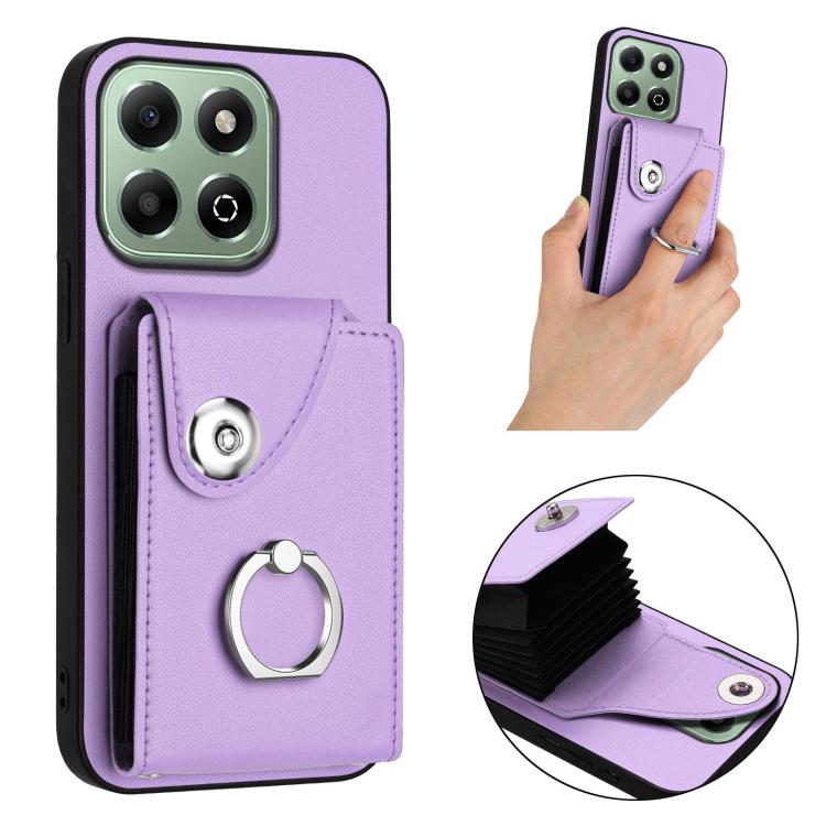 For Honor X6b 4G Organ Card Bag Ring Holder PU Phone Case