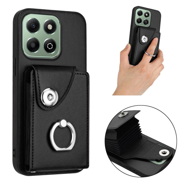For Honor X6b 4G Organ Card Bag Ring Holder PU Phone Case