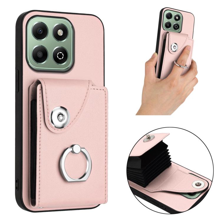 For Honor X6b 4G Organ Card Bag Ring Holder PU Phone Case