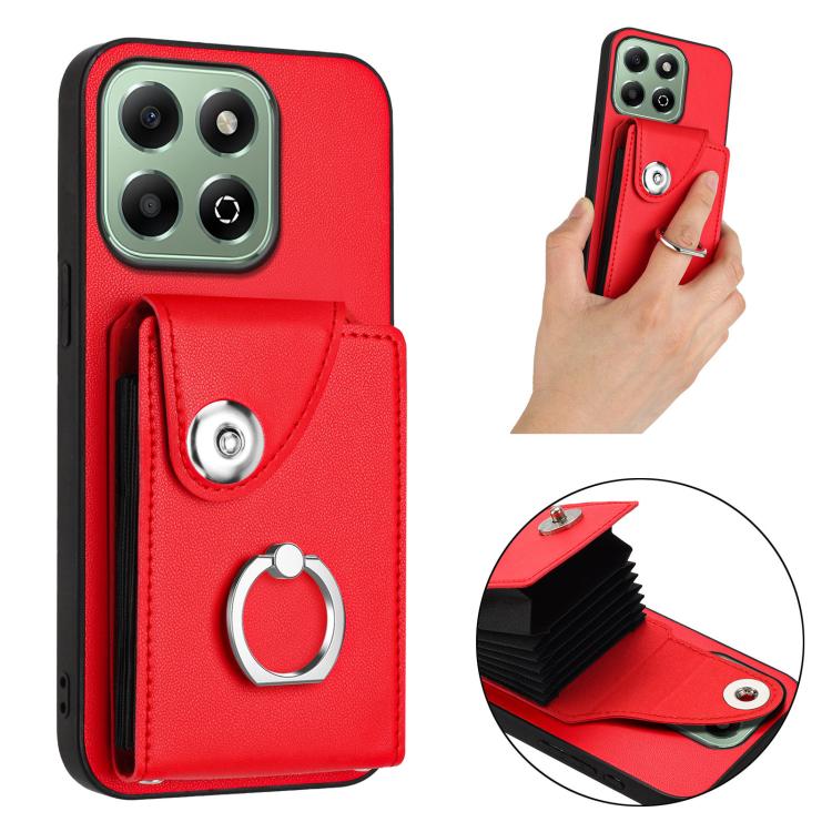 For Honor X6b 4G Organ Card Bag Ring Holder PU Phone Case