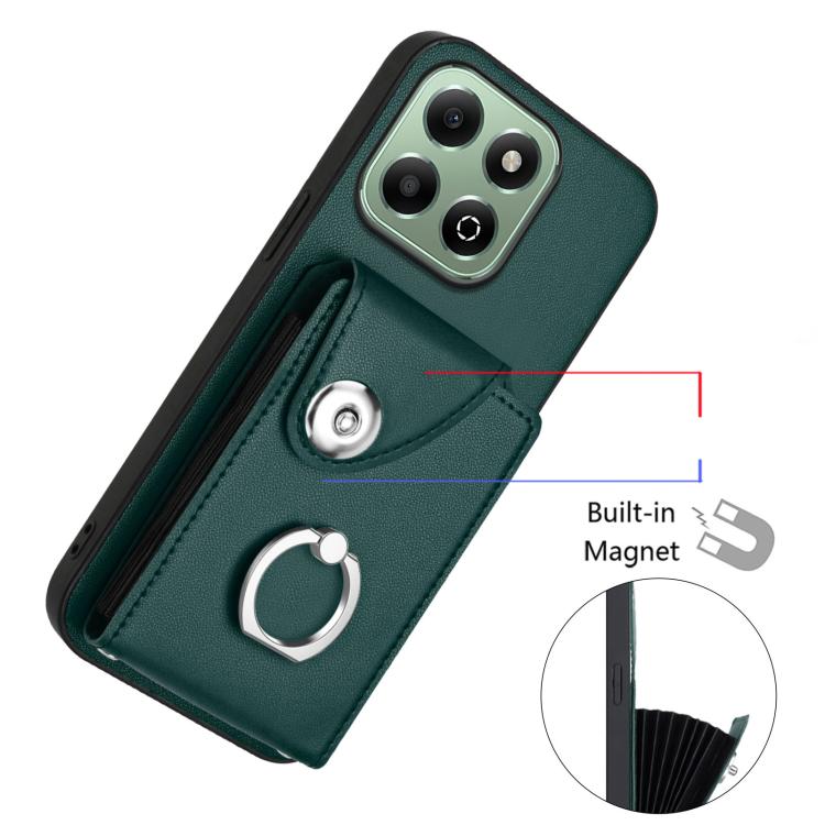 For Honor X6b 4G Organ Card Bag Ring Holder PU Phone Case