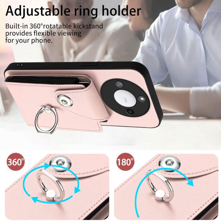 For Honor X60 / X9c Smart Organ Card Bag Ring Holder PU Phone Case